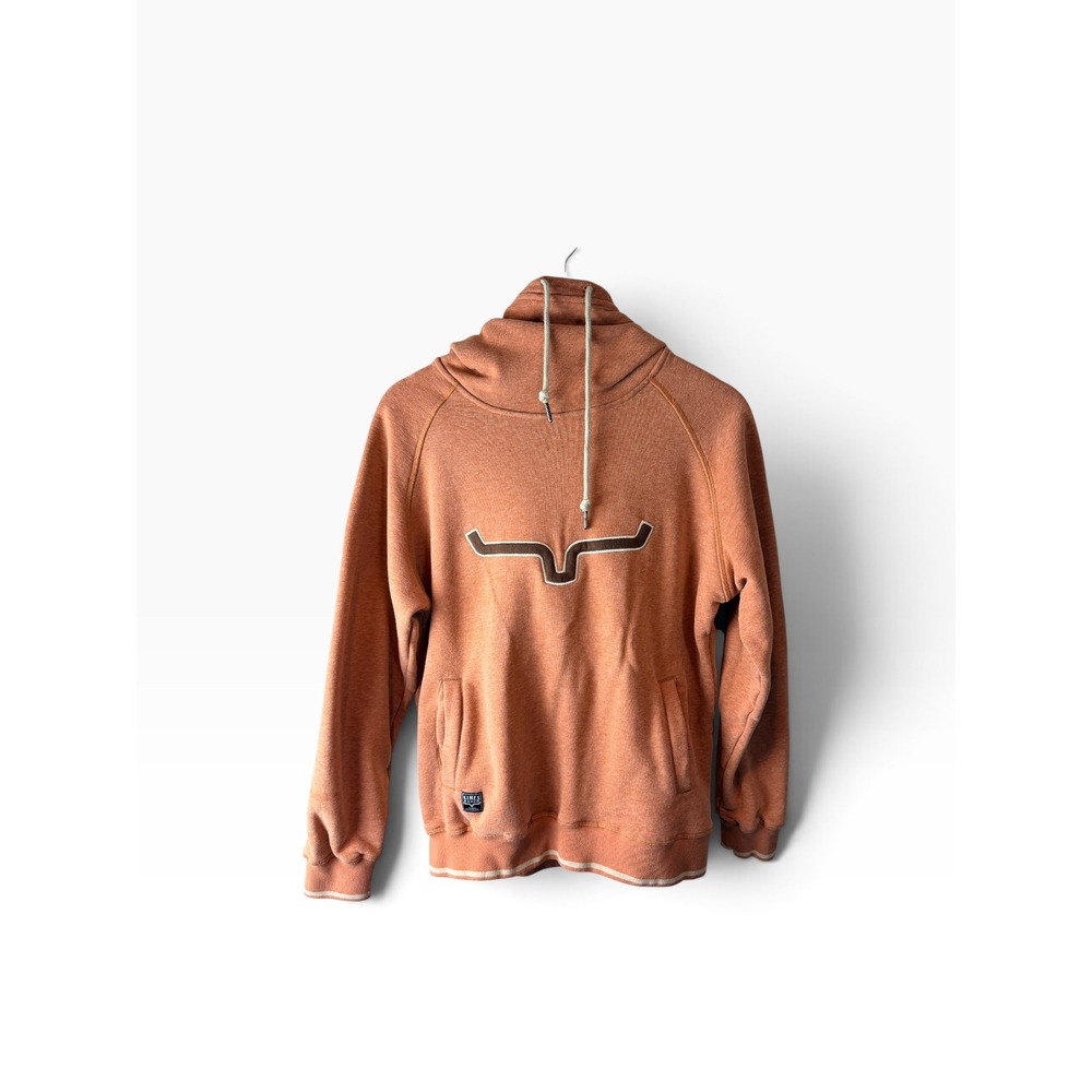 Kimes Ranch Mens Small Clay Orange Heather Longhorn Logo Crossover Hoodie